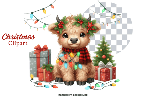 Download Highland Cow Christmas Lights Clipart - Premium Resources