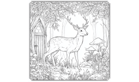 Download Enchanted Deer Forest Line Art - Premium Resources
