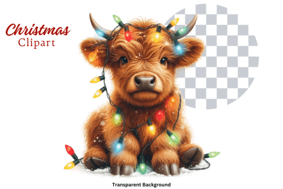 Download Highland Cow Christmas Lights Clipart - Premium Resources